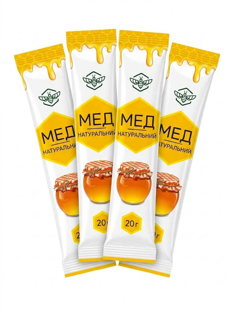 Мед натуральний квітковий порційний стік 20 г. VITAMIN ECO